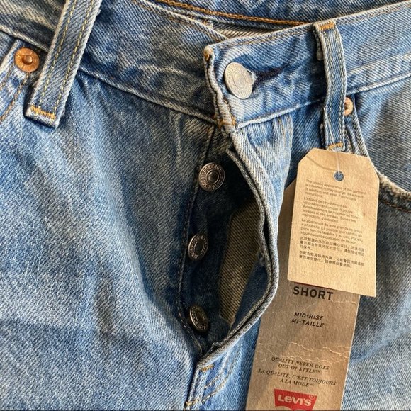 LEVI’S 501  Sz 27 Button Fly Raw Hem 100% Cotton Shorts NWT - Picture 4 of 13